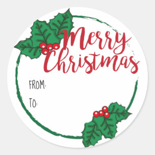 Merry Christmas Holly Berries Gift Tag  
