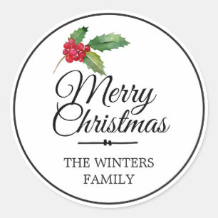 Merry Christmas Holly Berries Package Seal
