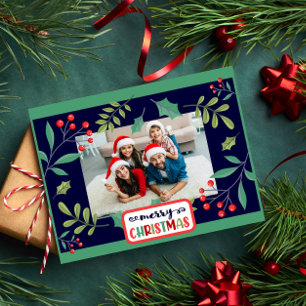 Merry Christmas Holly Berry (add your photos) Holiday Postcard