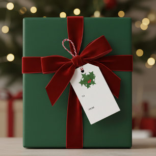 Merry Christmas Holly Berry Gift Tags
