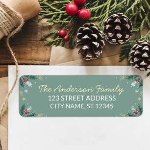 Merry Christmas Holly Berry Holiday Return Address Label