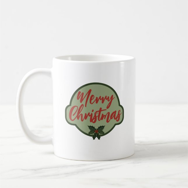 merry christmas holly coffee mug (Left)