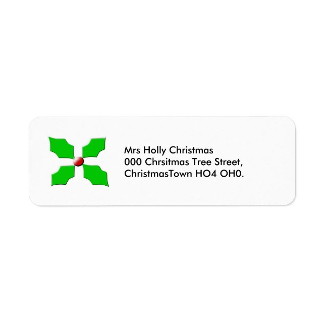 Merry Christmas Holly Custom Address Labels (Front)