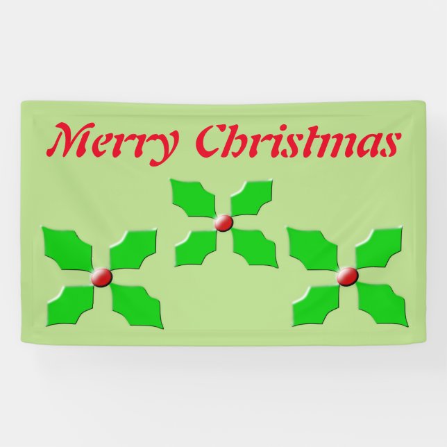 Merry Christmas Holly Custom Banner (Horizontal)