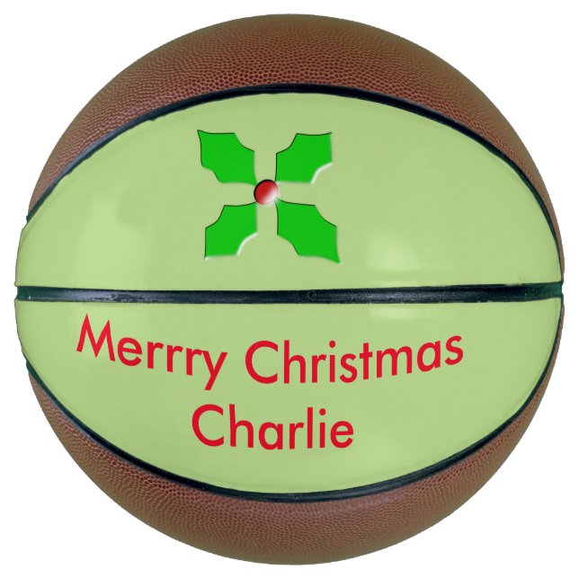 Merry Christmas Holly Custom Basketballs (Front)