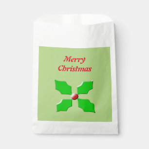 Merry Christmas Holly Custom Favour Bags
