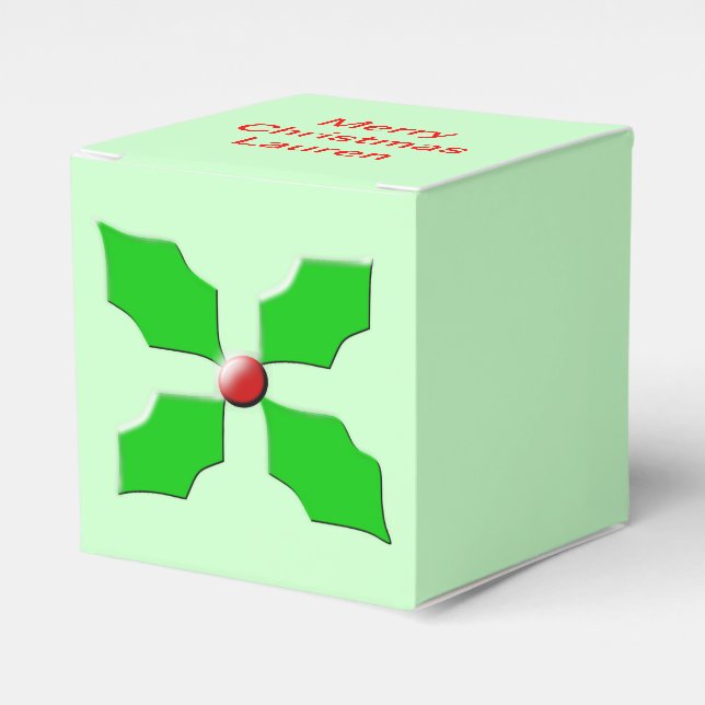 Merry Christmas Holly Custom Favour Box (Front Side)