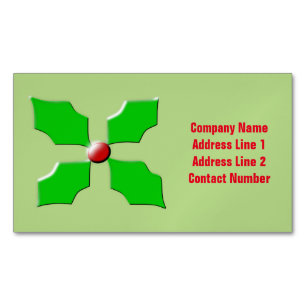 Merry Christmas Holly Custom Magnetic Business Card