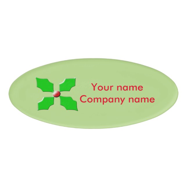 Merry Christmas Holly Custom Name Tag (Front)