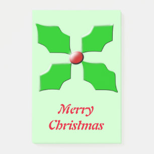 Merry Christmas Holly Custom Post it notes Pad
