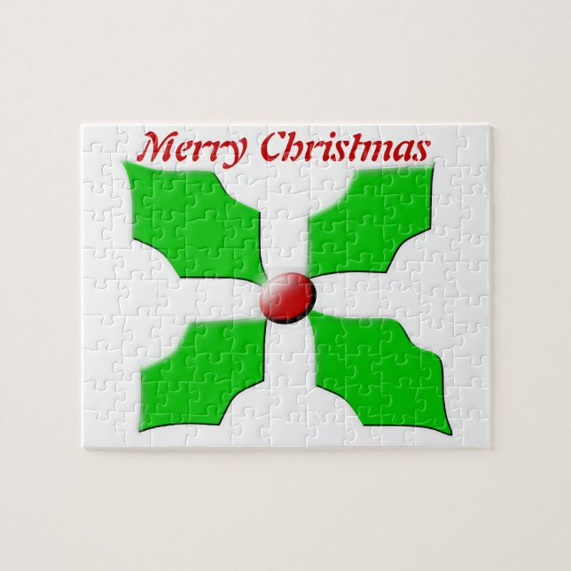 Merry Christmas Holly Customisable Puzzle (Horizontal)