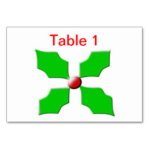 Merry Christmas Holly Customisable Tablecard Table Number