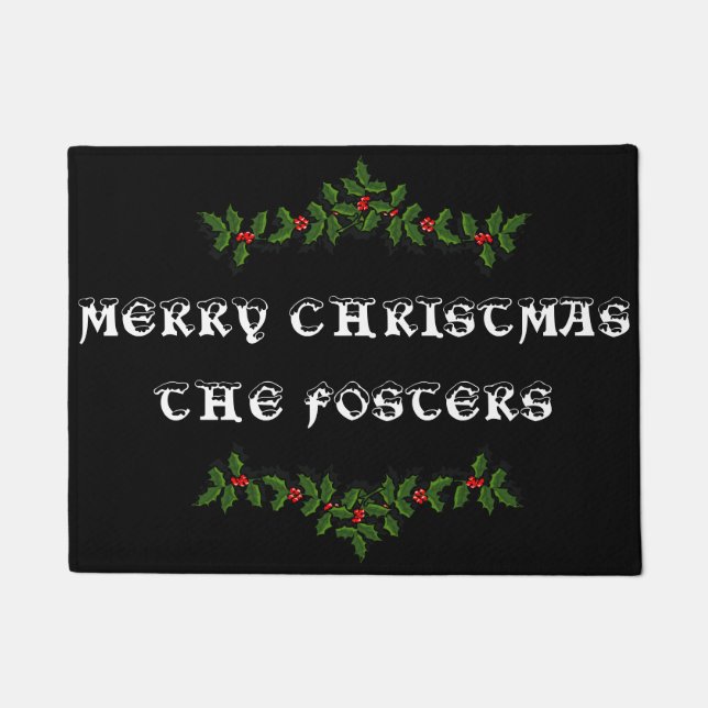 Merry Christmas Holly Doormat (Front)