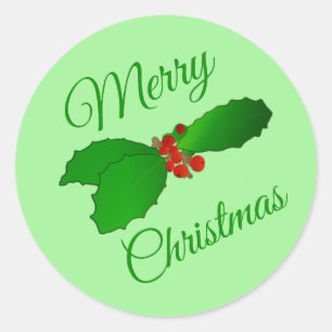 Merry Christmas Holly Envelope Seal