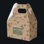 Merry Christmas Holly Foliage Holiday Kraft Favour Box<br><div class="desc">Holly and poinsettias in muted holiday colours on a simulated Kraft paper background. Please reach out with any comments or for customisation assistance. Always happy to help!</div>