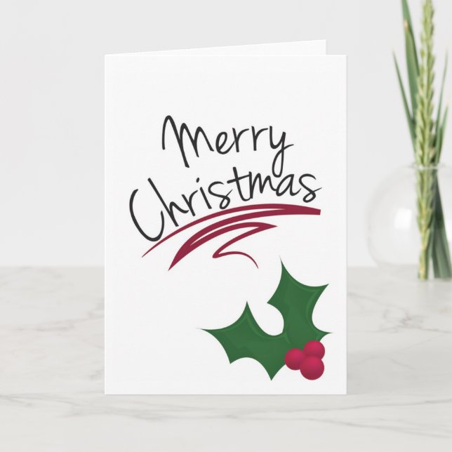 Merry Christmas Holly Holiday Card (Front)