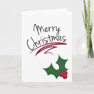 Merry Christmas Holly Holiday Card