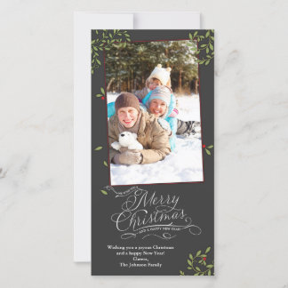 Merry Christmas Holly Holiday Card