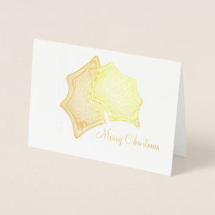 Merry Christmas Holly Leaf Cookie Holiday Xmas Foil Card