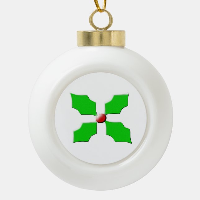 Merry Christmas Holly Ornament (Front)