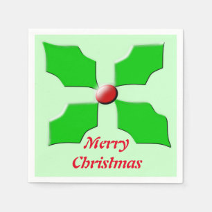 Merry Christmas Holly Paper Napkins