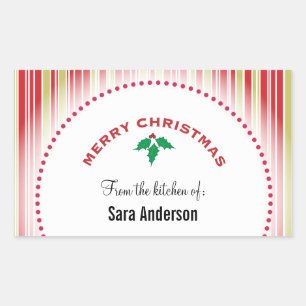 Merry Christmas Holly, Personalised Baking Rectangular Sticker