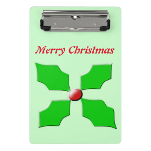 Merry Christmas Holly Personalised Mini Clipboard
