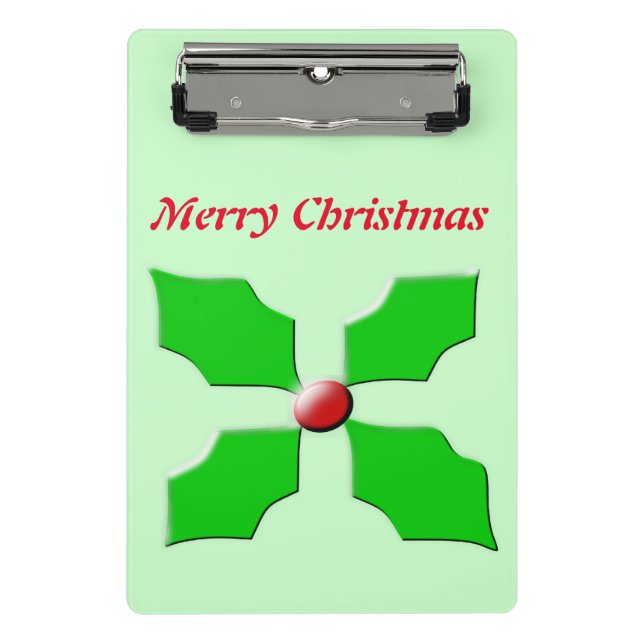 Merry Christmas Holly Personalised Mini Clipboard (Front)