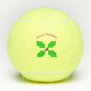 Merry Christmas Holly Personalised Tennis Balls