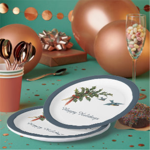 Merry Christmas Holly Plates