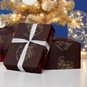 Merry Christmas Holly Red Greeting Holiday Wrapping Paper