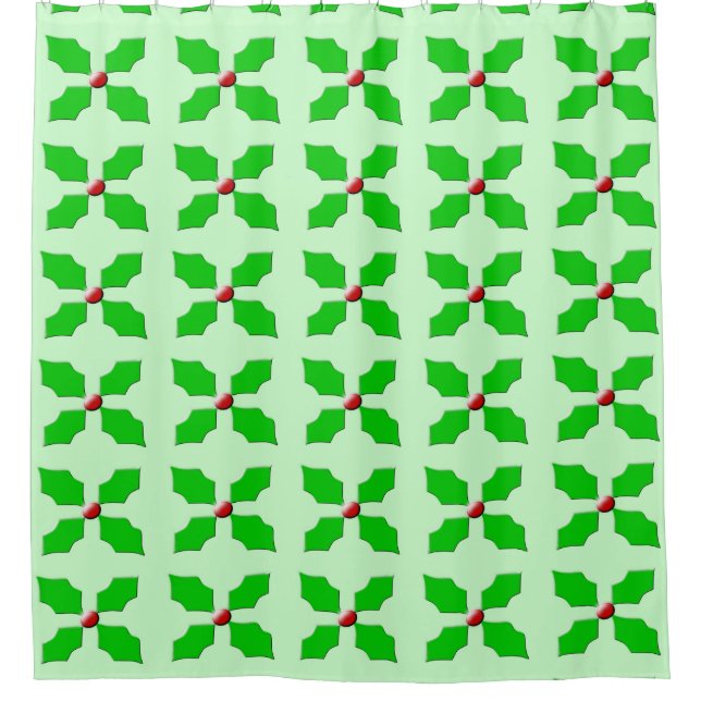 Merry Christmas Holly Shower Curtain (Front)