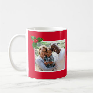 Merry Christmas Holly Sprig - Custom Photo - Coffee Mug