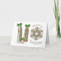 Merry Christmas Holly Stiletto Greeting