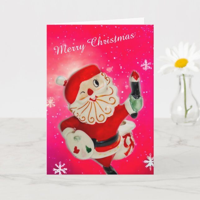 Merry Christmas Holt Howard Painter Santa Card MCM (Small Plant)