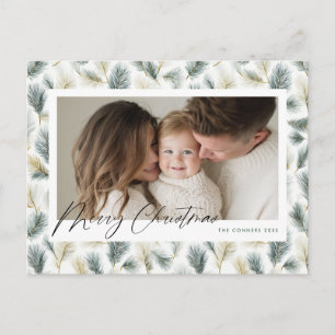 Merry Christmas Holy Berries Background Holiday Postcard