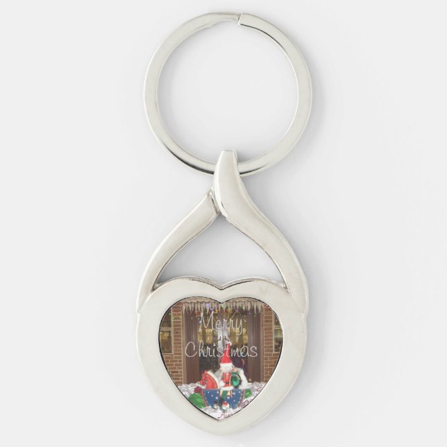 Merry Christmas home graphic art design text Key Ring (Front)