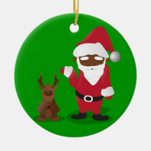 Merry Christmas Homeboys: Black Santa & Blingin' Ceramic Ornament