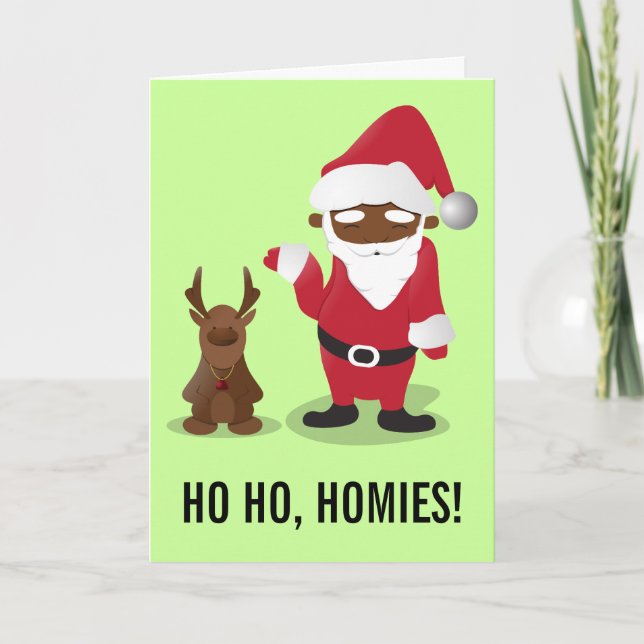 Merry Christmas Homeboys: Black Santa & Blingin' Holiday Card (Front)