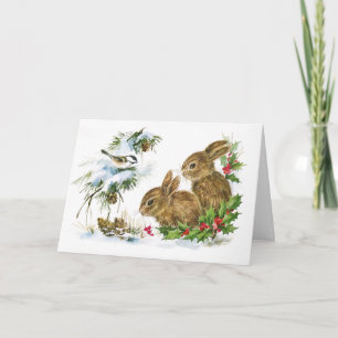 Merry Christmas & Hoppy New Year Bunny Rabbit Card