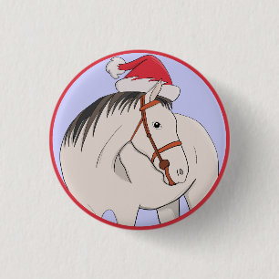 Merry Christmas Horse 3 Cm Round Badge