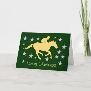 Merry Christmas Horse and Stars Greeting Card