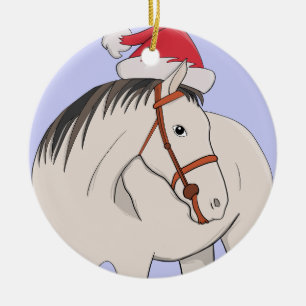 Merry Christmas Horse Ceramic Ornament