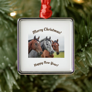 Merry Christmas Horse Ceramic Ornament Horse Lover
