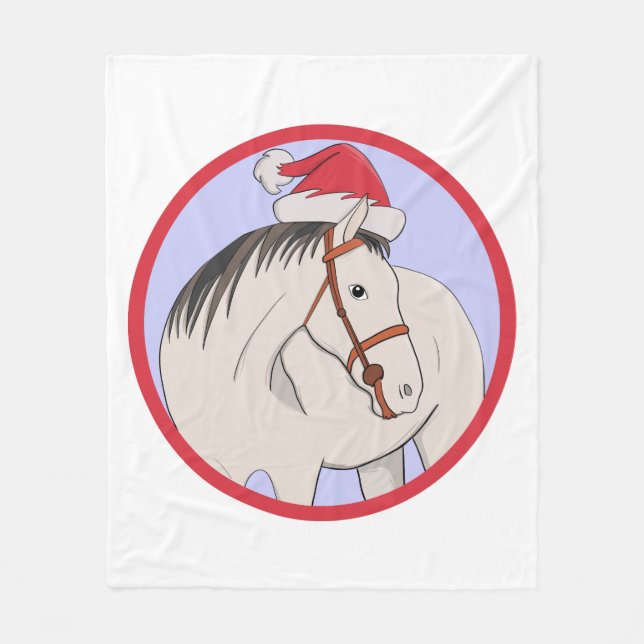 Merry Christmas Horse Fleece Blanket (Front)