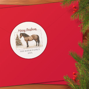 Merry Christmas Horse Paso Fino Personalised Classic Round Sticker