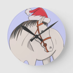 Merry Christmas Horse Round Clock
