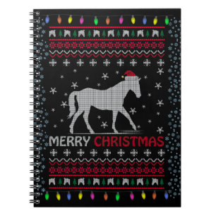 Merry Christmas Horse with Santa Hat  Notebook