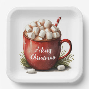 Merry Christmas Hot Chocolate Paper Plate