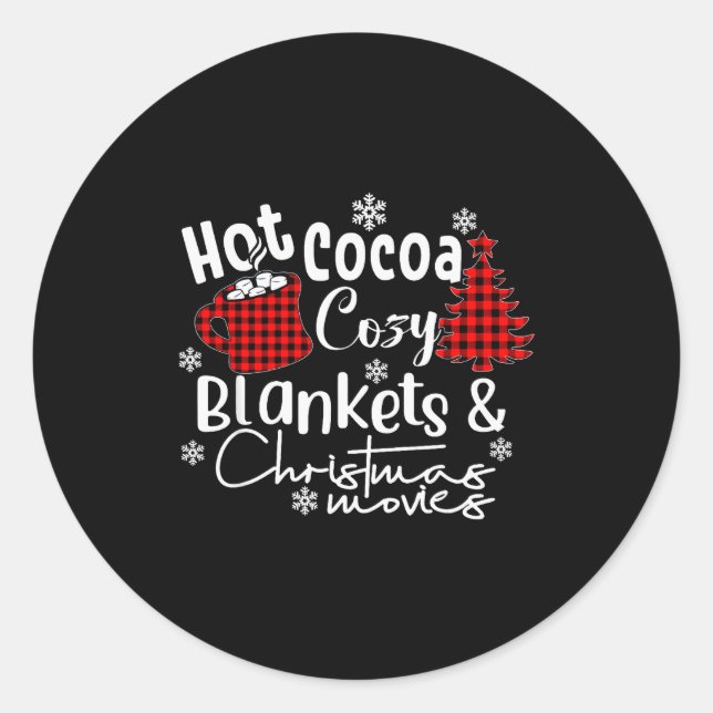 Merry Christmas Hot Cocoa Cozy Blankets &amp; Chri Classic Round Sticker (Front)
